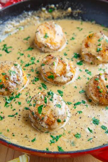 Seared Scallops in a Cajun Mustard Cream Sauce Recipe