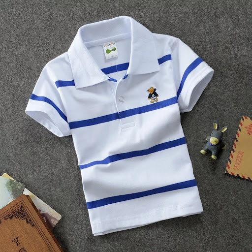 Title 24, CUHK Childrens T-shirt Cotton Striped Lapel Po...