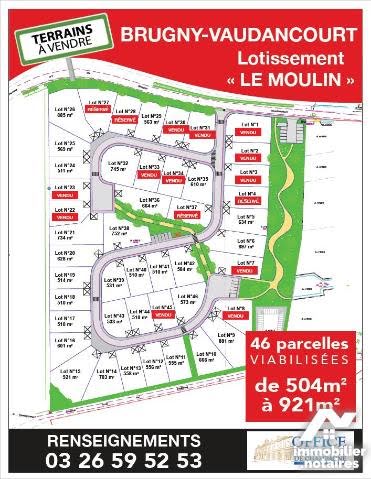 Vente terrain  561 m² à Brugny-Vaudancourt (51530), 72 000 €