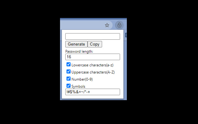 Simple Password generator chrome extension