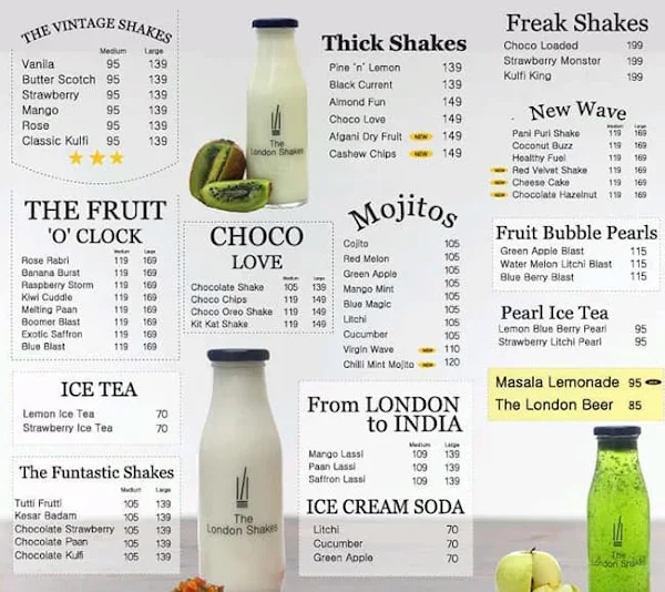 Shakes & Bites menu 