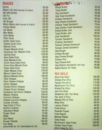 Sanjeevan Veg Restaurant menu 