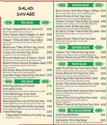 Salad Savage menu 
