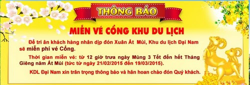 Khu du lịch Đại Nam mở cửa miễn phí 1 tháng