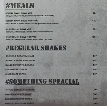 The Bunkyard menu 