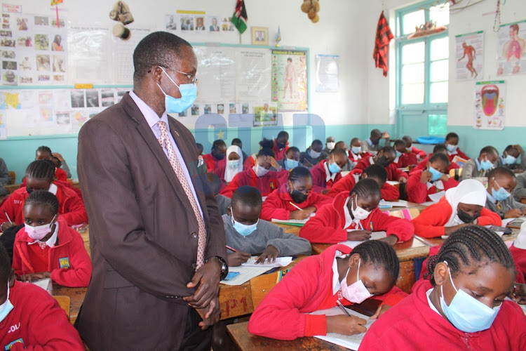 Grade five pupils sit for mathematics paper during start of Kenya National Examinations Council (KNEC) assessment tests at Nairobi Primary School on February 1, 2022/ANDREW KASUKU