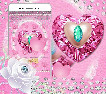 Pink Glitter Blue Diamond Heart Theme(圖1)-速報App