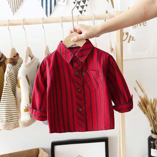 Title 4, Childrens Long-sleeved Striped Cotton Shirt, b...