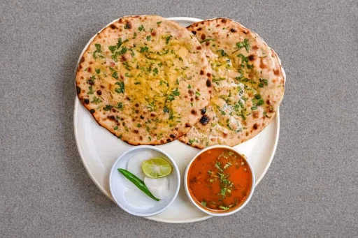 2 Aloo Parantha With Butter And Curd