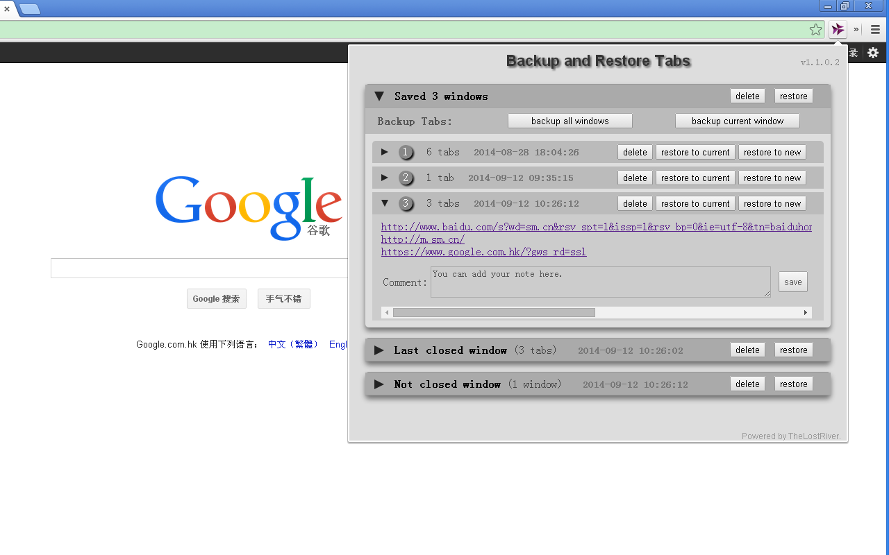 Backup and Restore Tabs Preview image 0