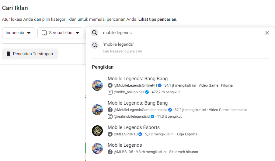 cara menggunakan fb ads library