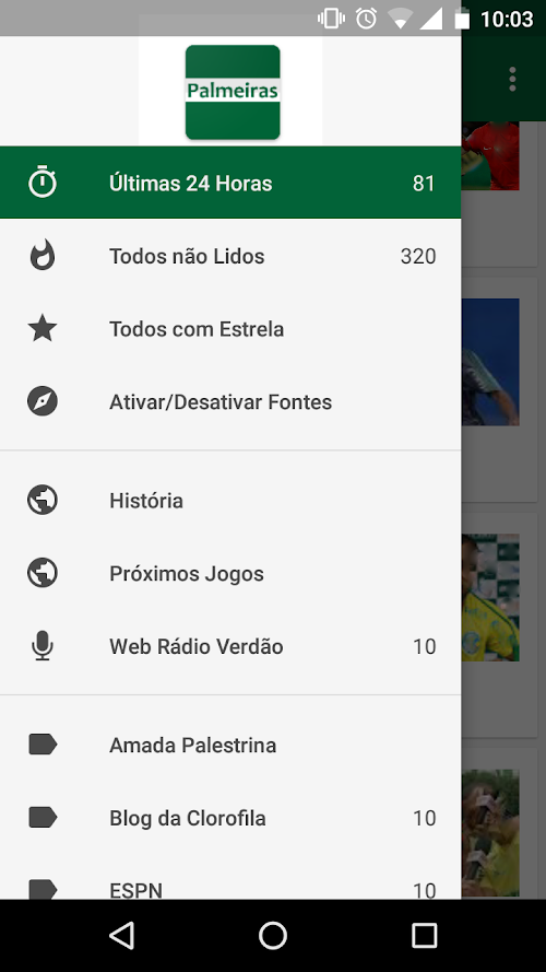 Android application Notícias do Palmeiras Verdão screenshort