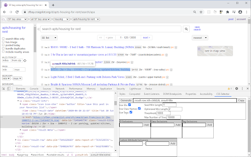 CSS Selector Finder for Chrome Devtools