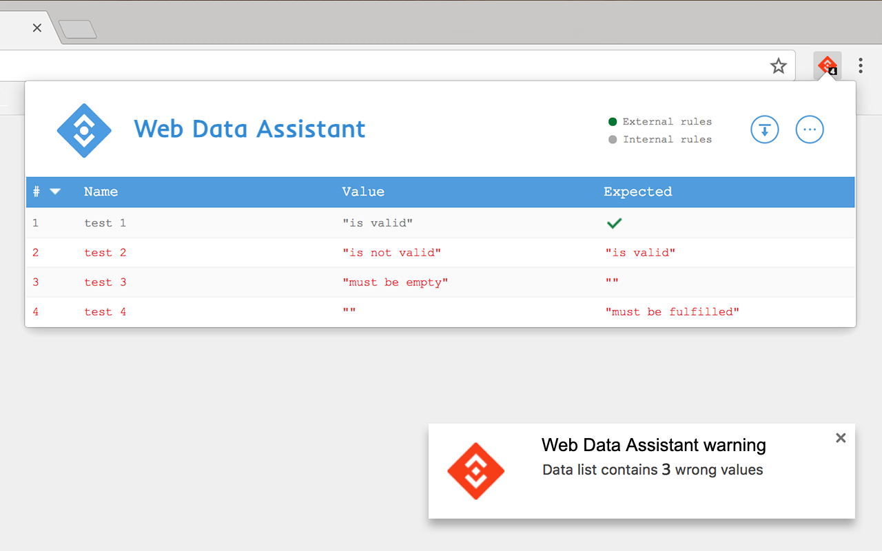 Web Data Assistant Chrome extension screenshot 1