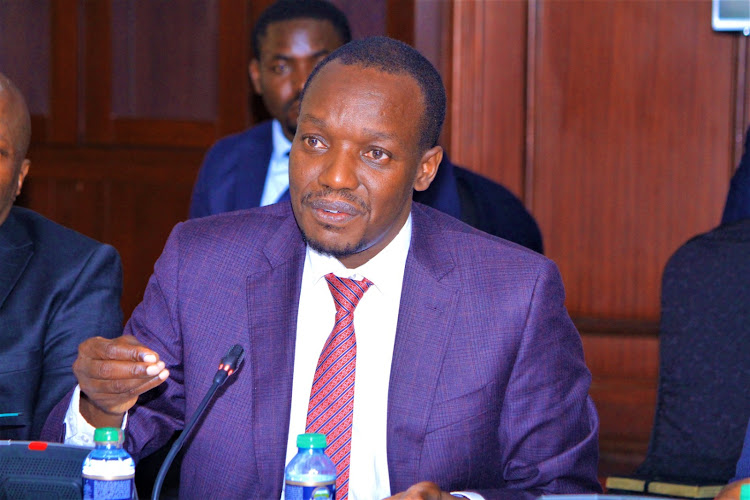 Kisii county governor Simba arati when he appeared before senate's county investment and special funds committee in parliament to answer audit questions on March.29th.202.