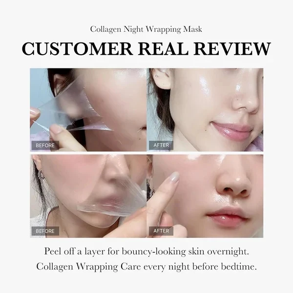 Mascarilla Facial Nocturna de Colágeno Envoltura Ingredientes Naturales Firmeza Elasticidad e Hidratación Antiarrugas Cuidado de la Piel