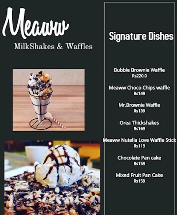 Meaww Milkshakes And Waffles menu 