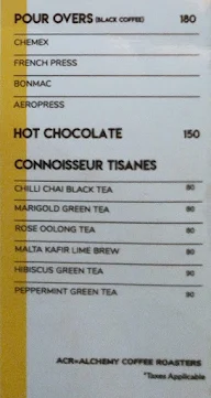 Alchemy Coffee Roasters menu 1