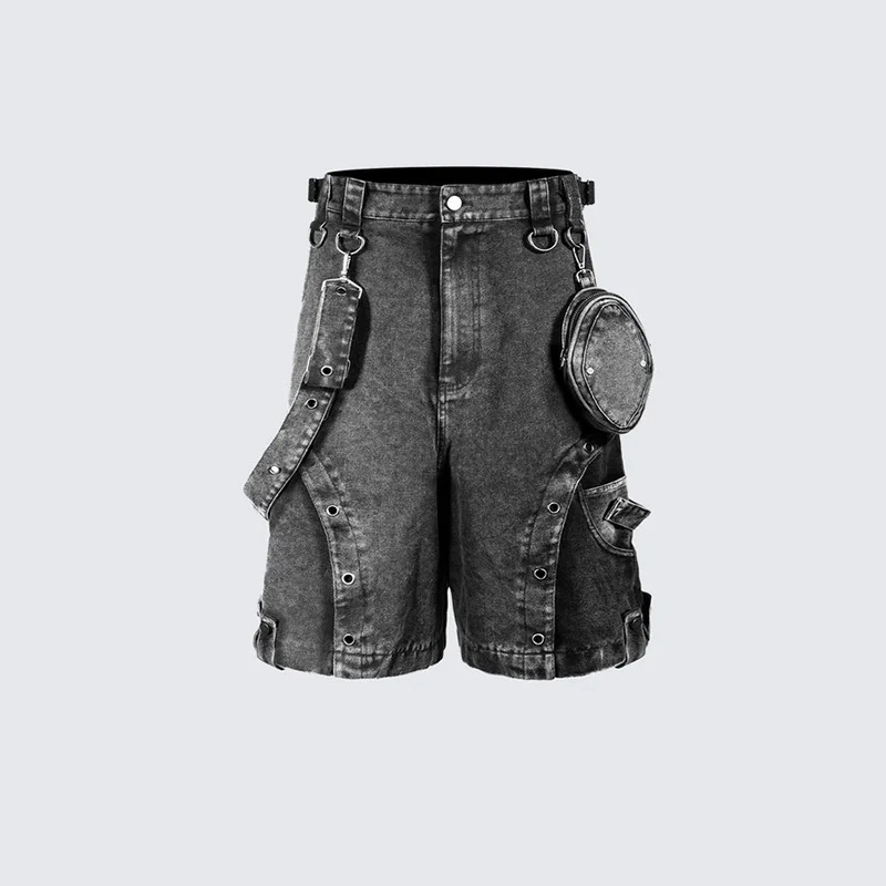 Retro High Street Denim Shorts mit hoher Taille und lockerer Passform – Washed Look für bequemen, trendigen Style im Alltag