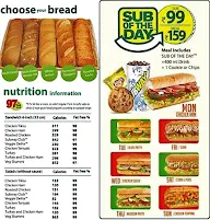 Subway menu 1