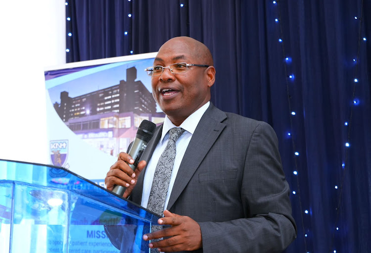 PS Medical Services Harry Kimtai speaks during Kenyatta National Hospital patient centred care symposium on April 5, 2024