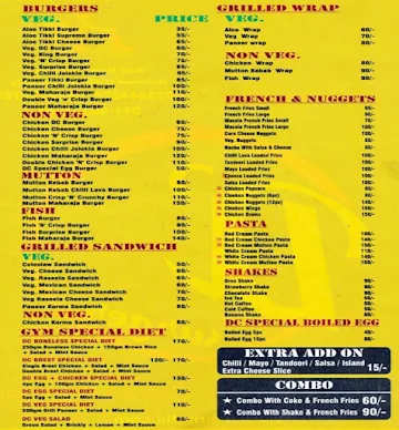 DC Burger menu 