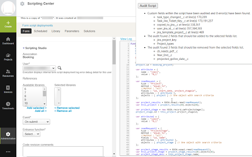 OpenAir Script Custom Field Audit