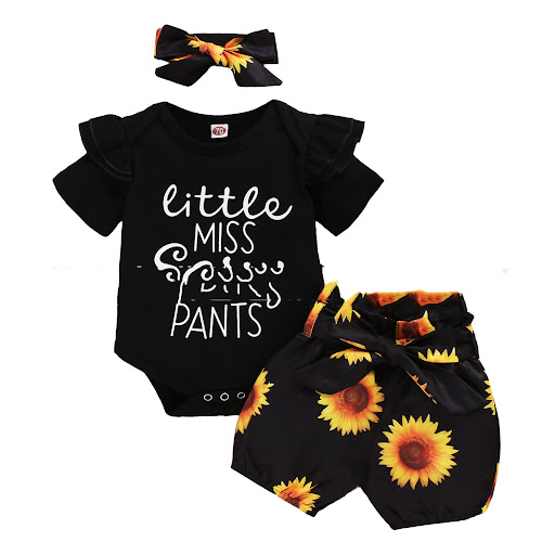 Title 4, Baby Short-sleeved Letter Print Tops Shorts Hai...