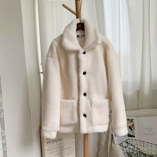 Title 7, Short faux fur coat in grain fleece for women. ...