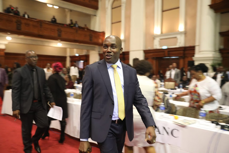 The ANC's mayoral candidate Mxolisi Kaunda enters the Durban city hall on Thursday.