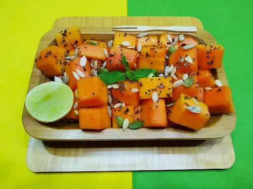 Seed Mix And Fresh Cut Papaya Fruit Salad Fruit Boat