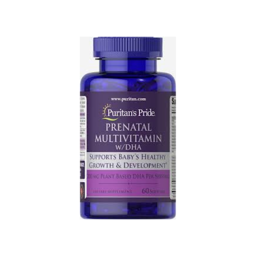 Multivitamínico Prenatal Con DHA x Puritan´s Pride x 60 Cápsulas Blandas   