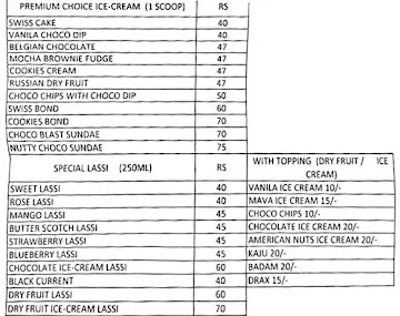 Shreenath Bombay Chowpatty Ice Cream menu 