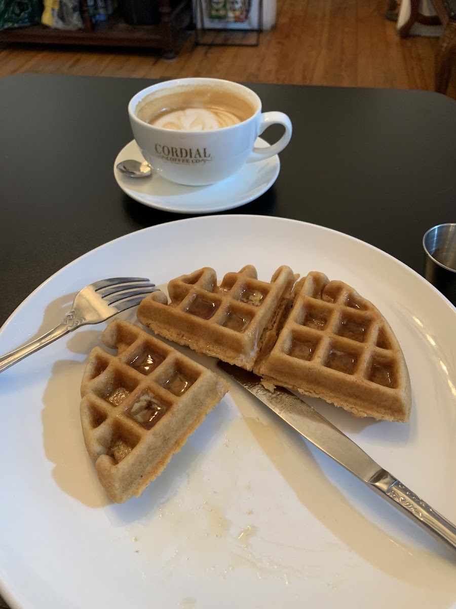 A cinnamon roll gluten free waffle. It was fantastic.