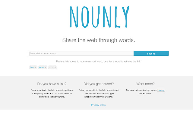 Nounly - URL shortener for humans chrome extension