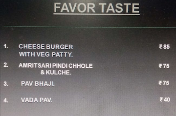 Favor Taste menu 