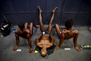 Lindile Shem relaxes his muscles as he takes part in the KwaZulu-Natal East Coast Classic bodybuilding competition. Photo: SANDILE NDLOVU