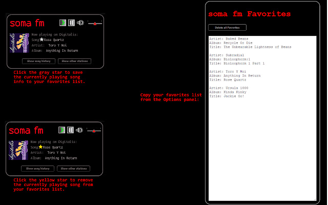 soma fm Favorites chrome extension