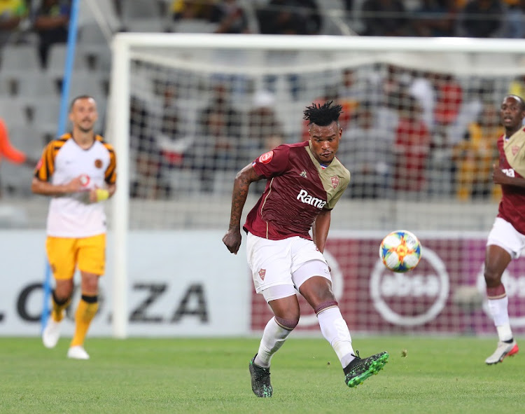 Nkanyiso Zungu of Stellenbosch FC during the Absa Premiership match between Stellenbosch FC and Kaizer Chiefs at Cape Town Stadium on November 27, 2019 in Cape Town, South Africa.