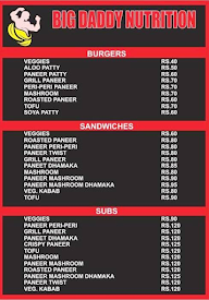 Big Daddy Nutrition menu 2