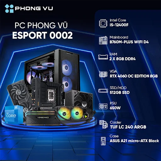 PC PV Esport 0002 (Intel Core i5 12400F/2 x 8GB/512GB SSD/GeForce RTX 4060/Free DOS)