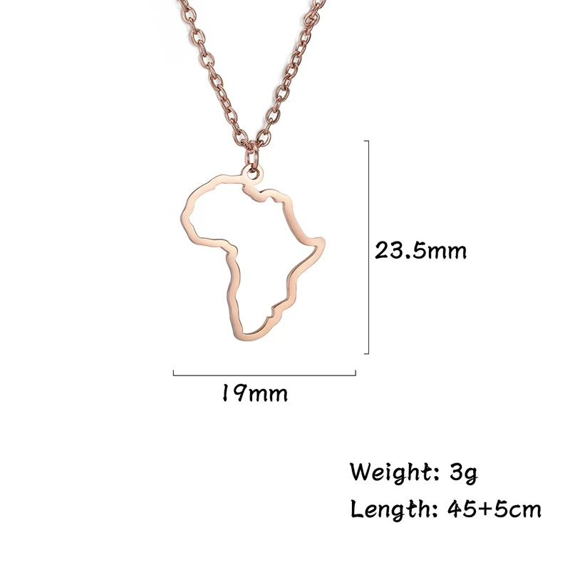 RVS ketting Afrika kaart Egypte Zuid-Afrika Kenia Nigeria, een stijlvolle accessoire voor liefhebbers van Afrika.