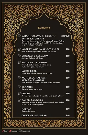 Sultans of Spice -  BluPetal Hotel menu 