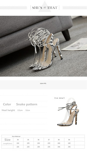Title 5, Sexy stiletto heels with strap, snake pattern, ...