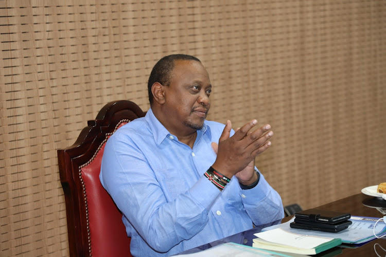 President Uhuru Kenyatta at State House, Nairobi during the 5th virtual meeting of the Bureau of the Assembly of the African Union (AU).