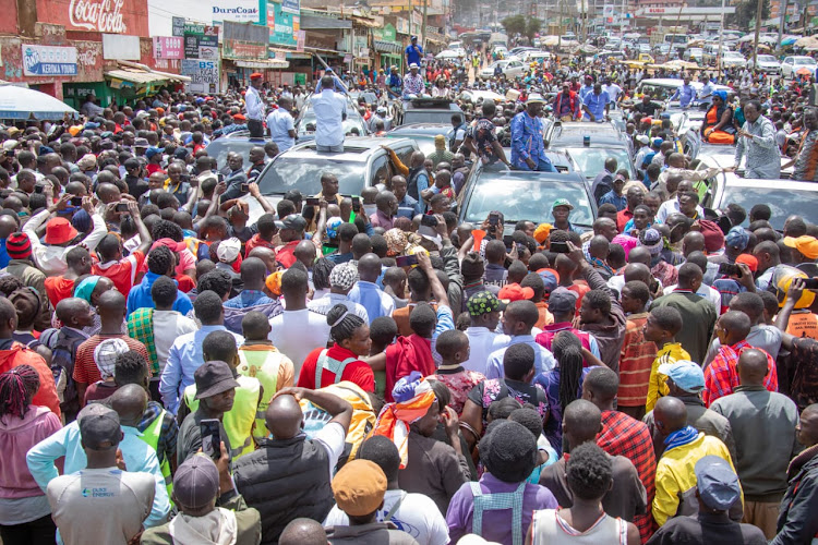 Residents of Keroka, Kisii county turn up for Azimio leader Raila Odinga's rally on February 17.