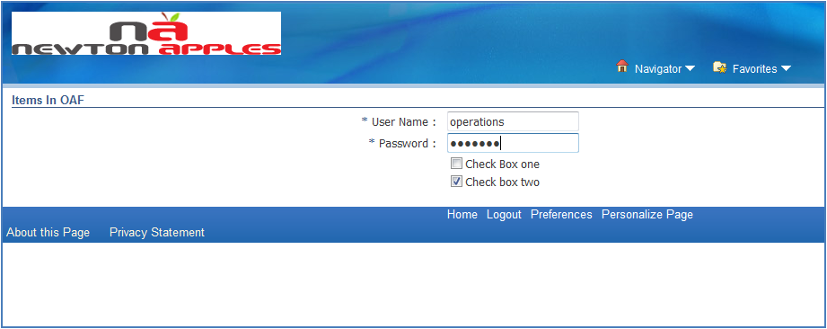 OAF output with checkboxes