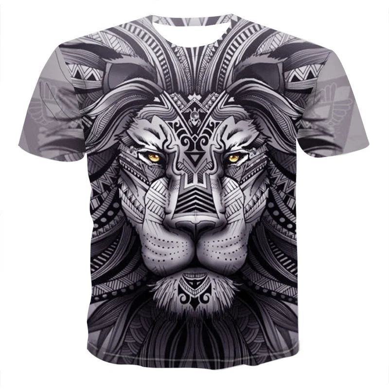 T-shirt imprimé en 3D Lion animal de mode, pour hommes et femmes, confortable et tendance, idéal pour un look original et audacieux.