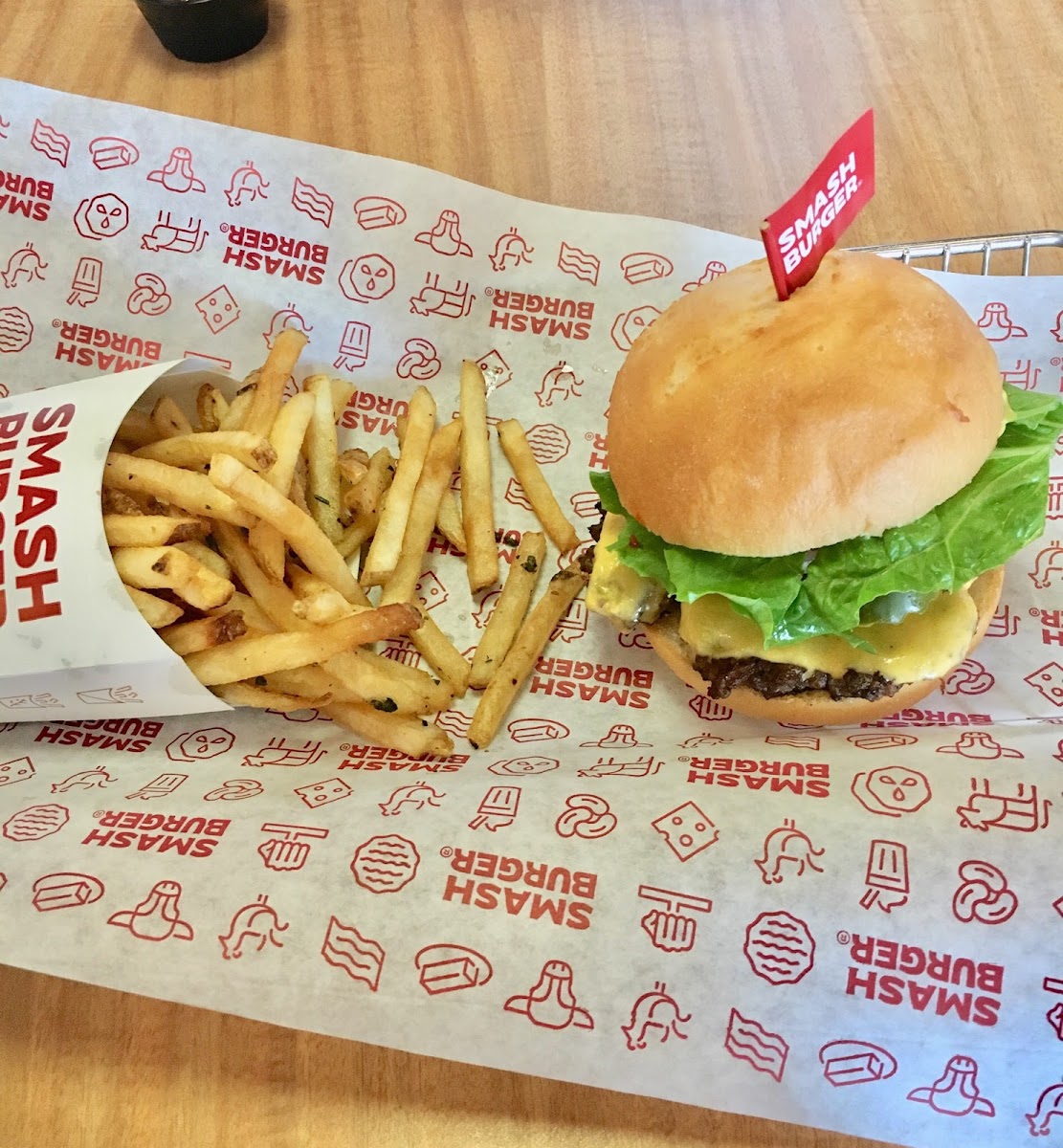 Classic smash burger with a gluten free bun