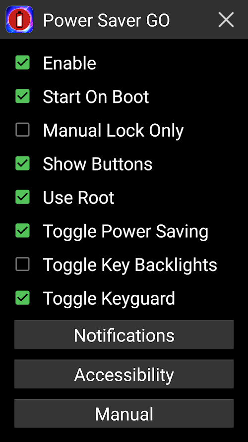 Android application Power Saver GO screenshort